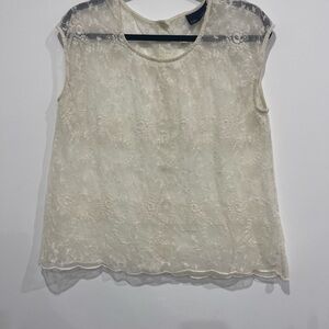 Cynthia Rowley Cream Lace Blouse. Size Large